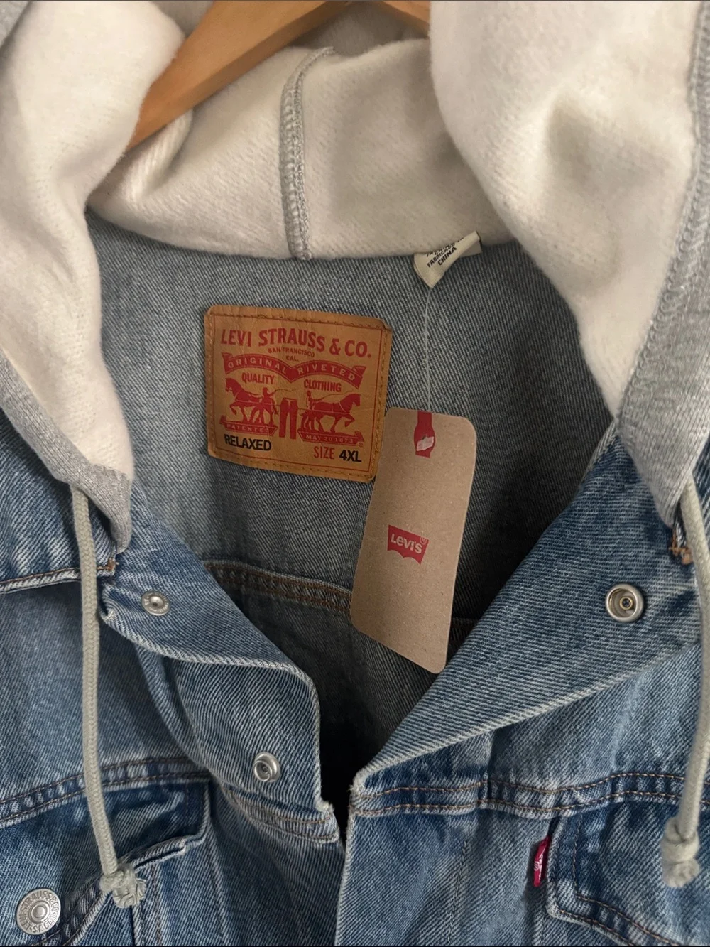 Levis Jean Jacket Mens 4X Hooded 4XL
